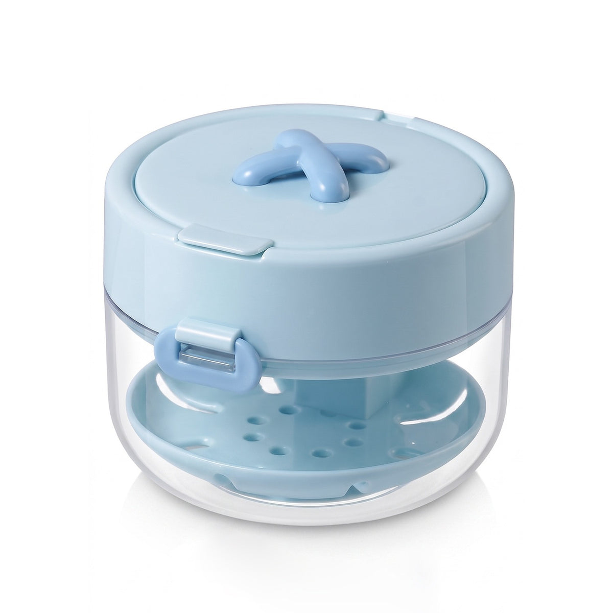 Denture and Retainer Cleaning Case with Auto-Lifting Strainer, Mirror & Brush