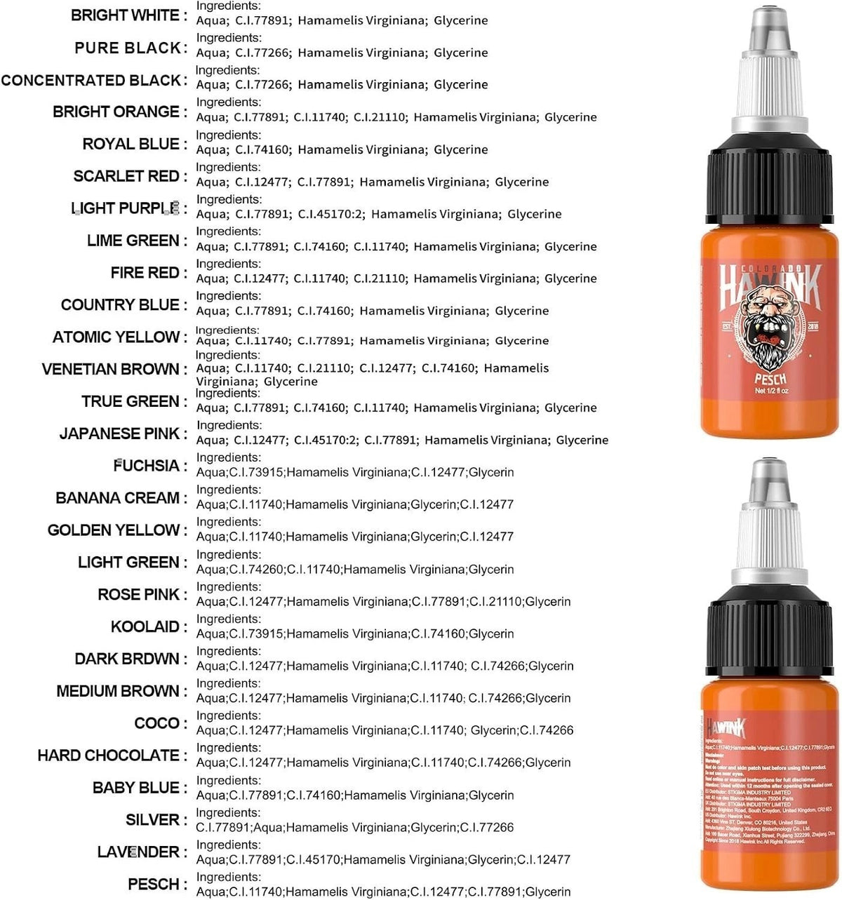 Professional 28-Color Tattoo Ink Kit 15ml - Long Lasting Vivid Pigments