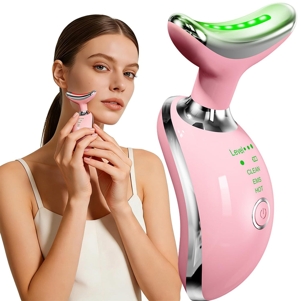 Face and Neck Massager with Heat and Light Therapy - Gua Sha Design