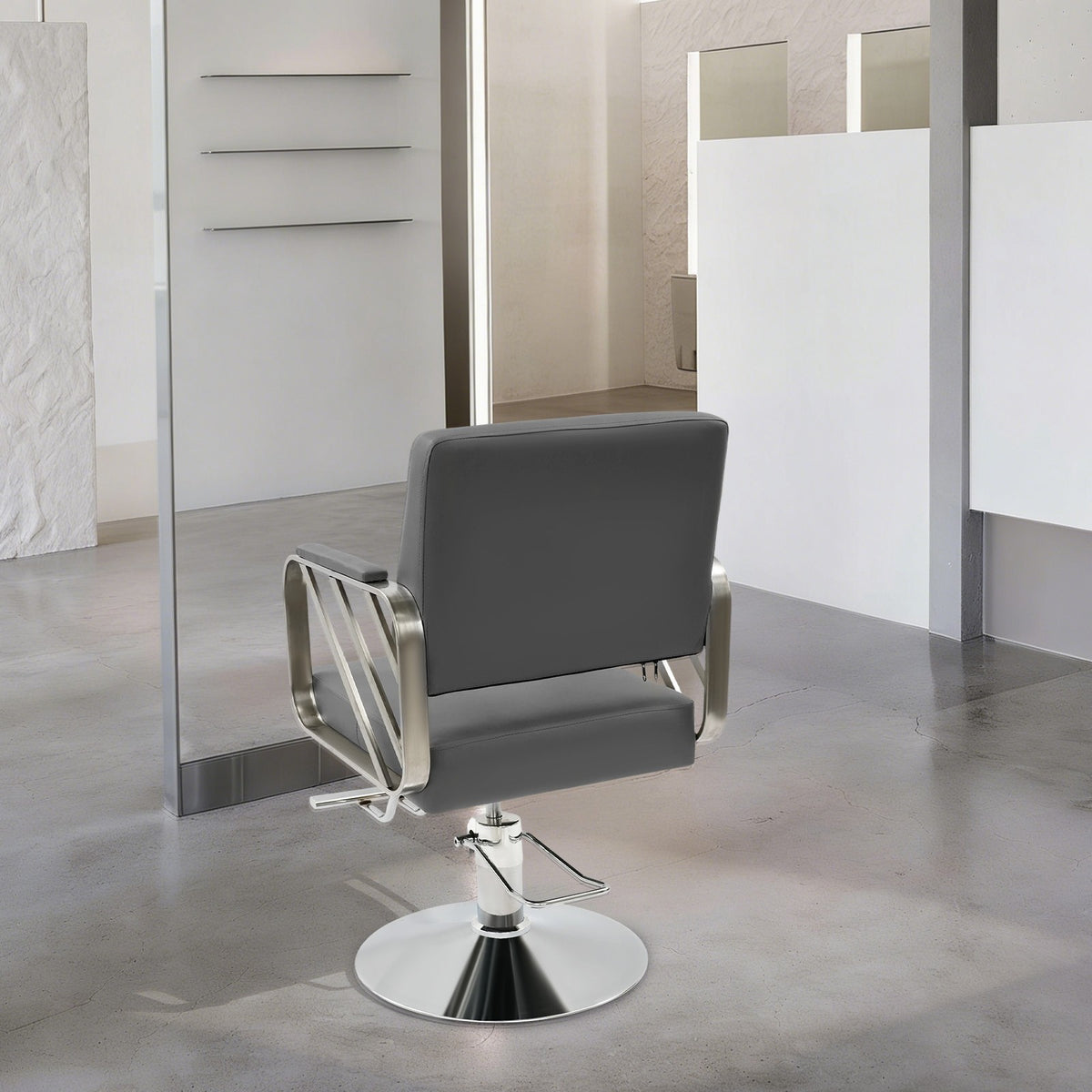 Swivel Salon Chair for Hair Stylist, Adjustable Grey Styling Chair