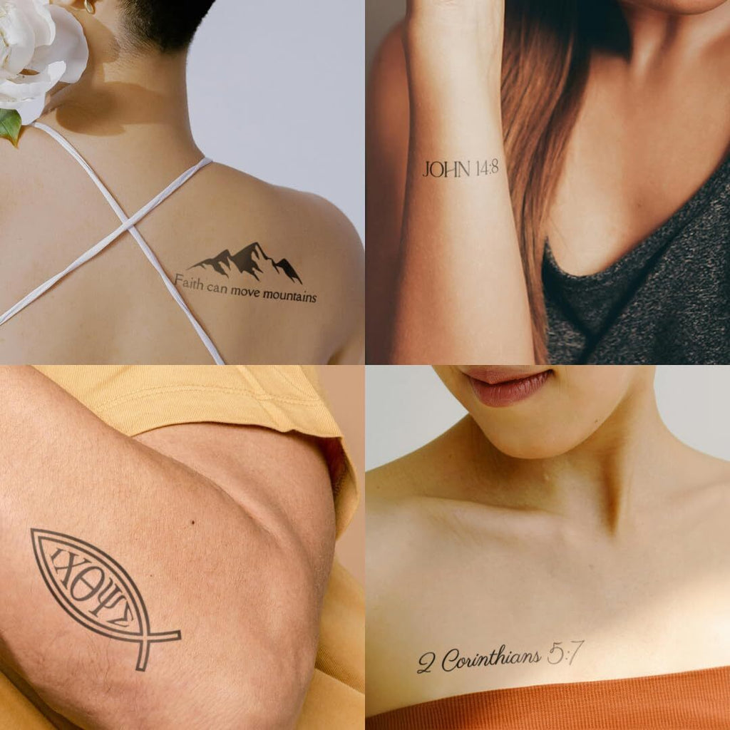 Christian Bible Verse Temporary Tattoos for Men and Women