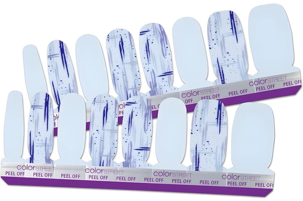 Nail Polish Strips Feeling Paint Soft Pastel Blue & Dark Blue Design