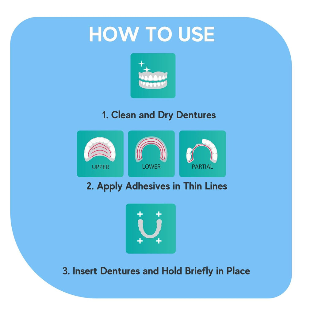 Extra Strong Denture Adhesive Cream - 12 Hour Waterproof Dental Glue