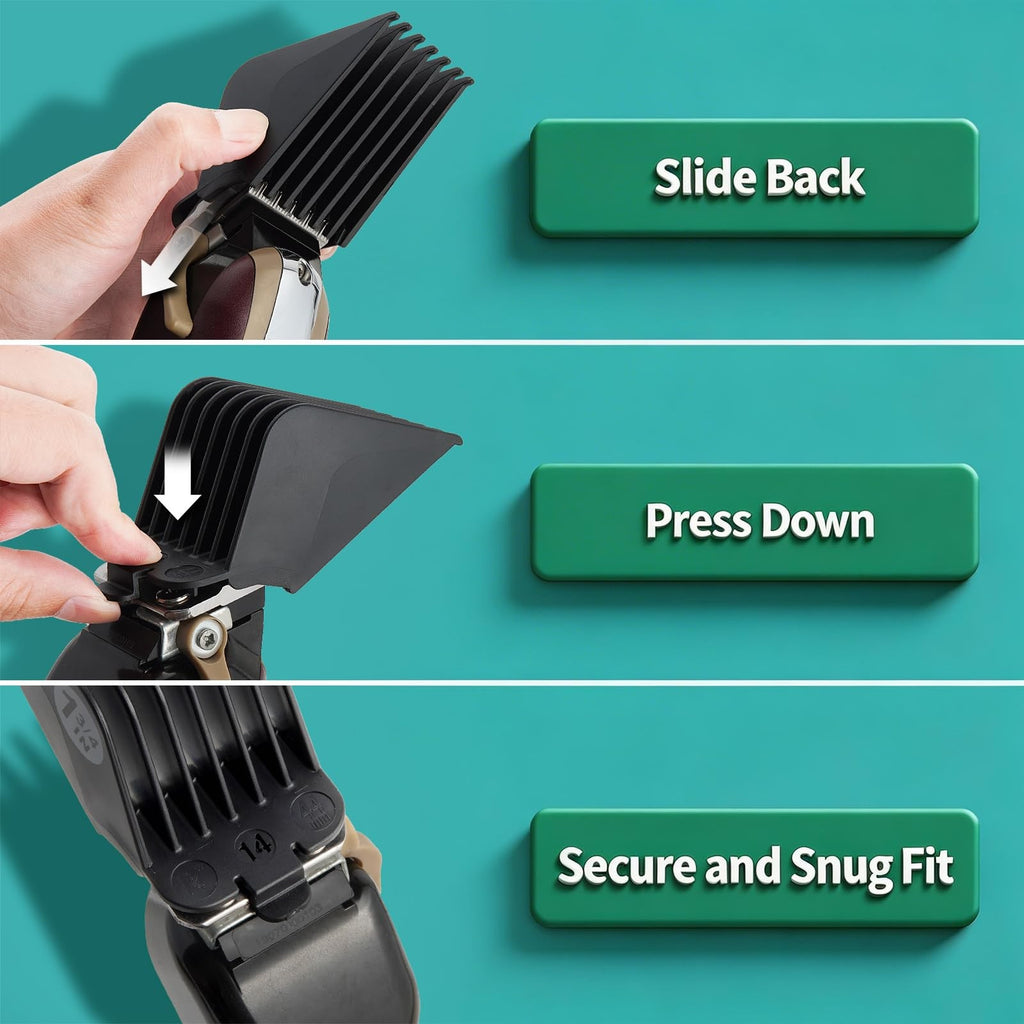 Clipper Guard Set 16 14 12 10 for Wahl Clippers - Black, Haircut Accessories