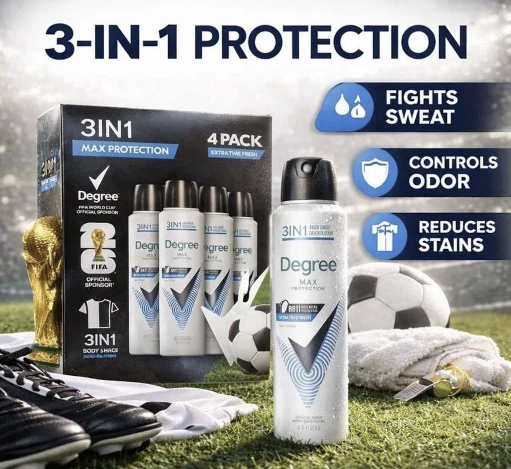 Degree Max Protection 3-in-1 Antiperspirant Dry Spray Extra Time Fresh 4 Pack