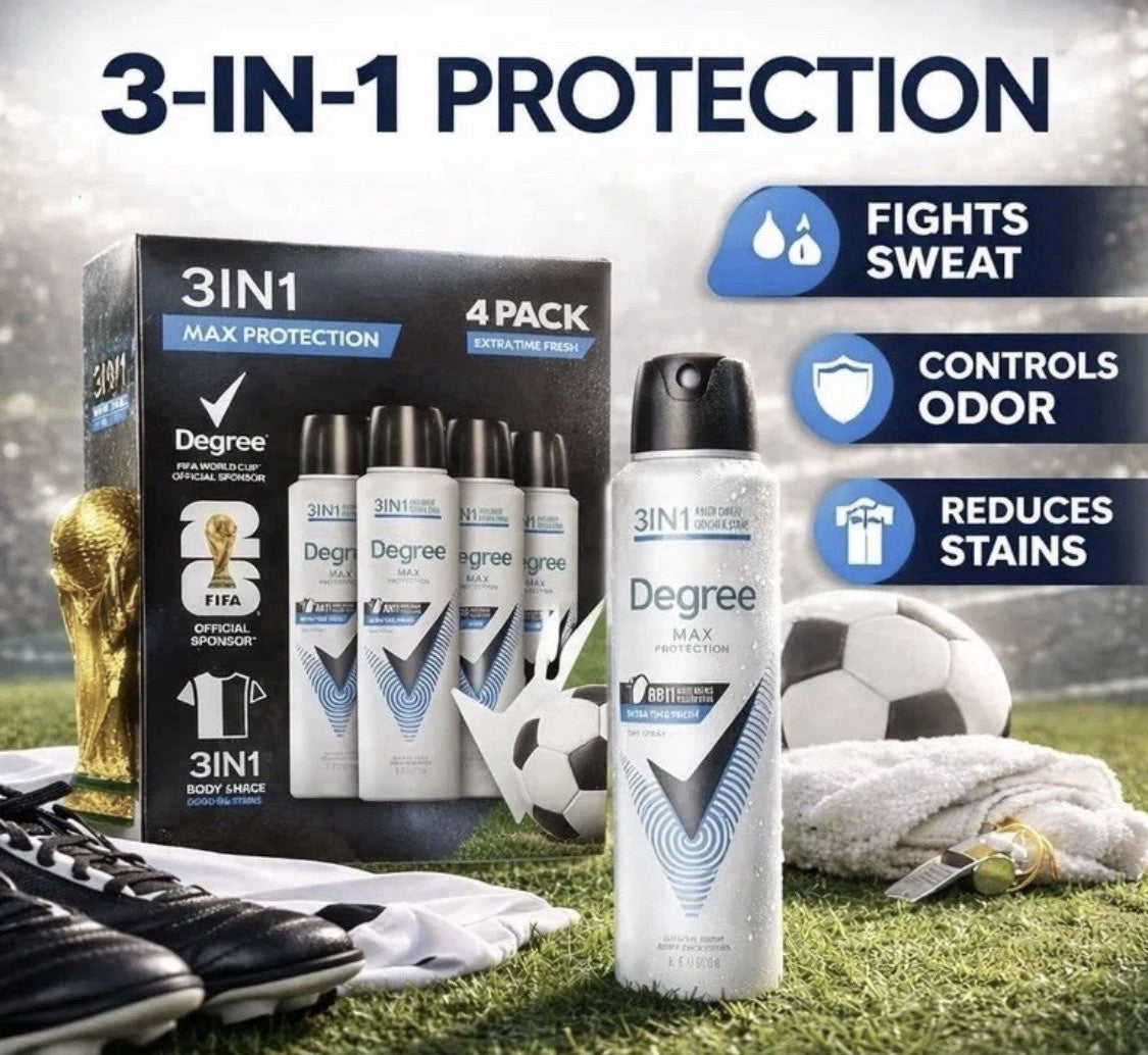 Degree Max Protection 3-in-1 Antiperspirant Dry Spray Extra Time Fresh 4 Pack