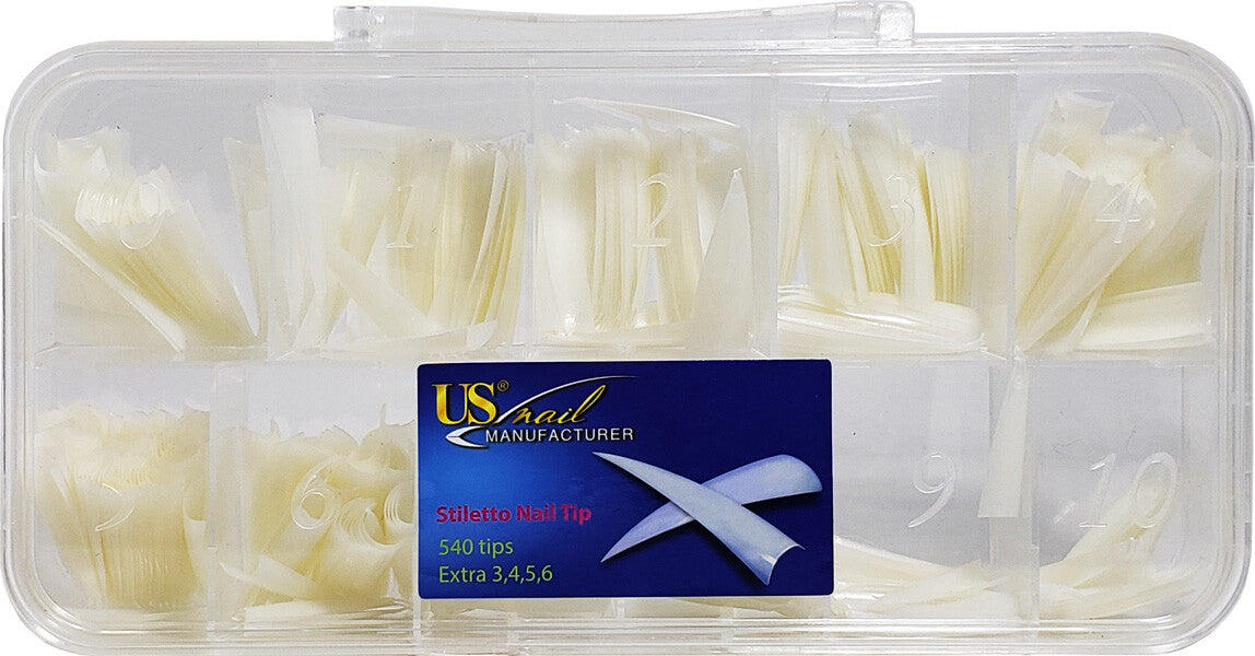 Stiletto Nail Tips - 540 False Nails for Manicure, Extra Long Shape