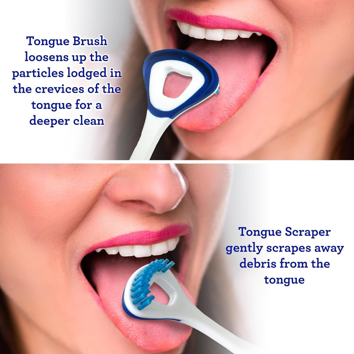 Dual Action Tongue Scraper & Brush - Reusable & Ergonomic Oral Hygiene Tool