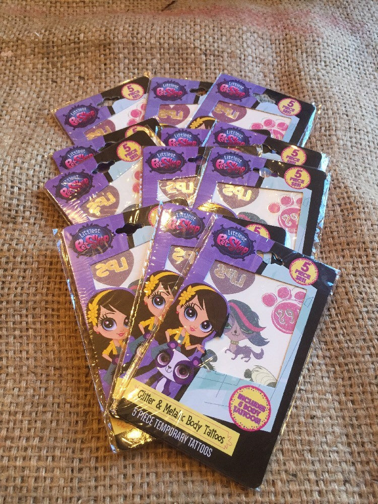 Littlest Pet Shop Glitter Metallic Temporary Tattoos – Pack of 12 Birthday Party Favors