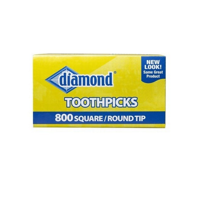 Diamond Square Center Toothpicks - 800 Count for Elegant Dining