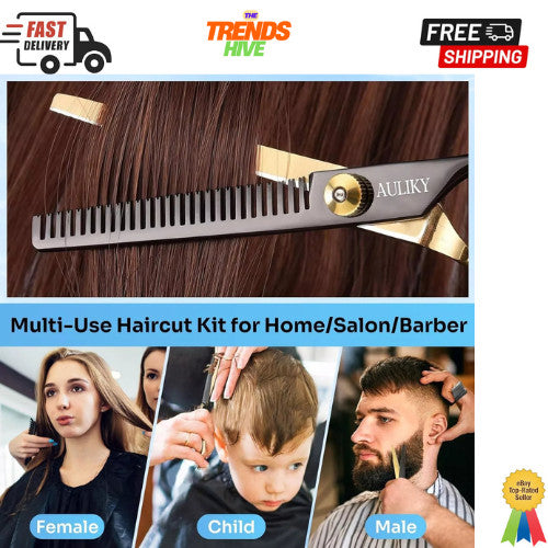 Professional Hair Cutting Scissors Shears Kit - 15 Pcs Salon & Barbershop Set