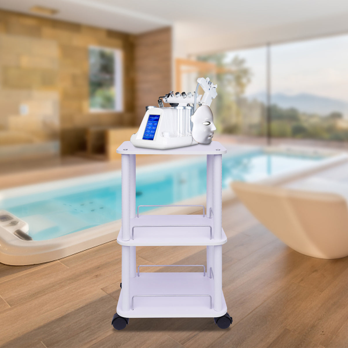Salon & Spa Beauty Trolley Cart with 3 Shelves and 360° Wheels
