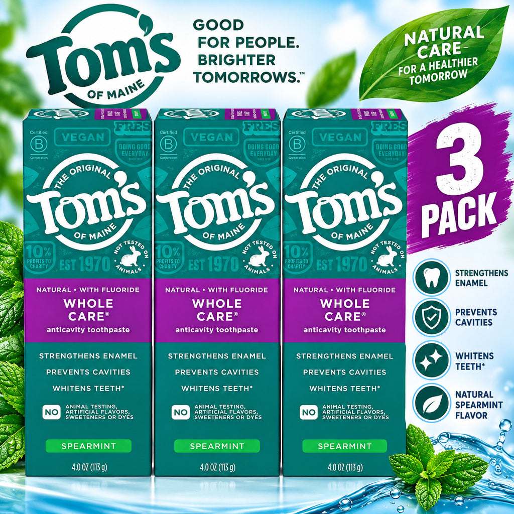 Natural Fluoride Toothpaste with Spearmint - 3 Pack, 4 oz Tubes