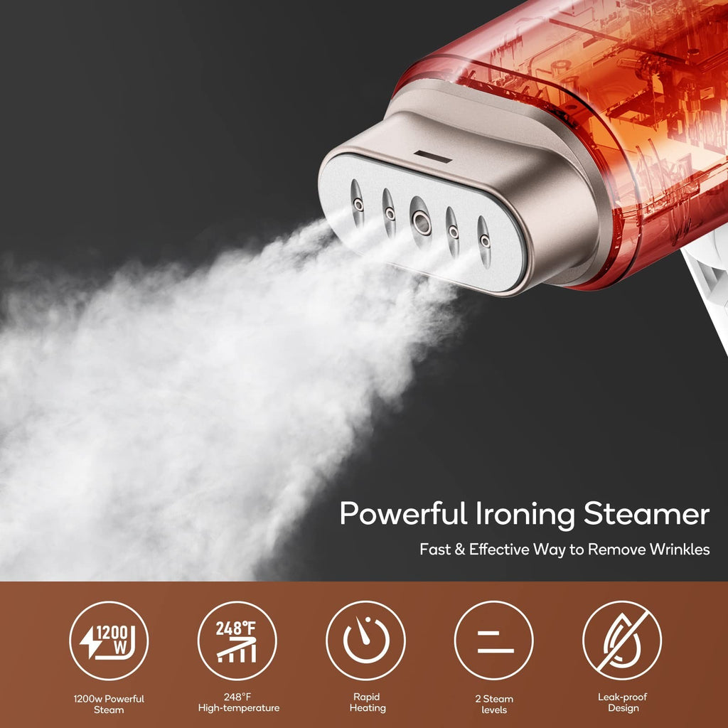 1200W Travel Garment Steamer with Horizontal & Vertical Steam, Foldable Light Portable