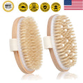 2 Pack Natural Bristle Dry Body Brush for Exfoliation & Lymphatic Massage