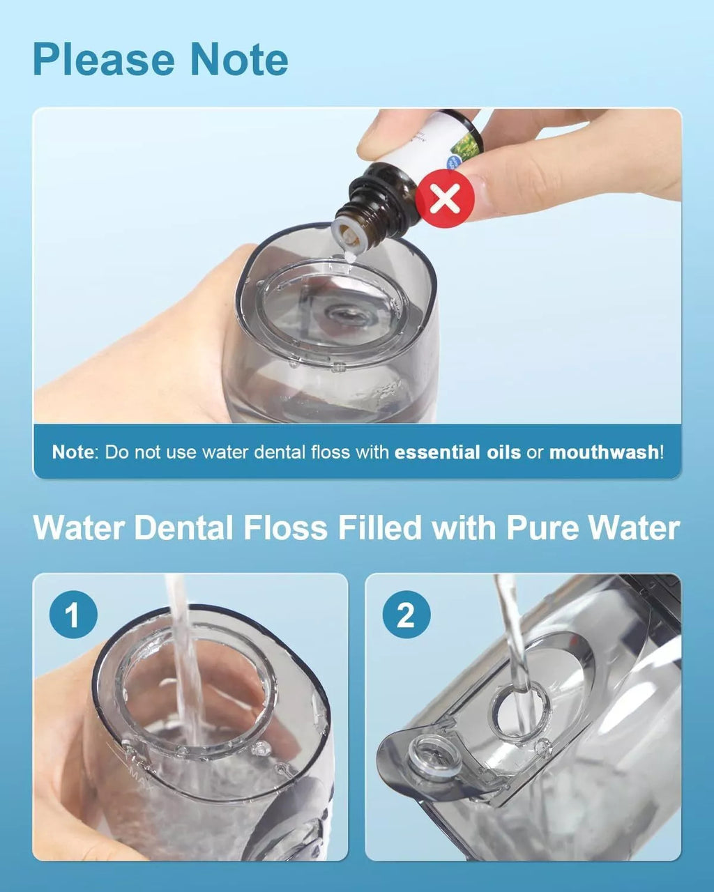 Cordless Water Flosser Oral Irrigator with 6 Tips - Rechargeable Portable Dental Cleaner