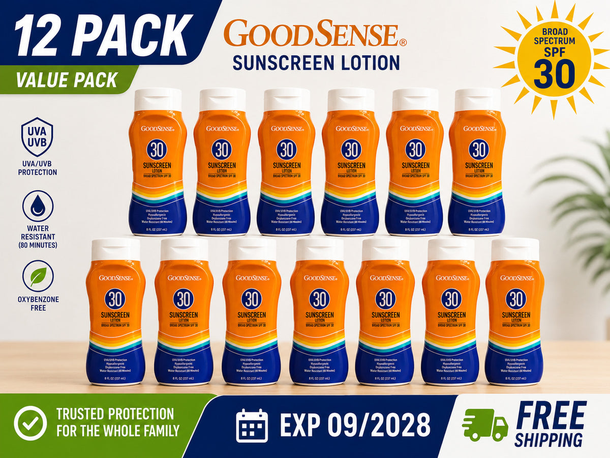 12 Pack SPF 30 Sunscreen Lotion - Broad Spectrum UVA/UVB Water-Resistant