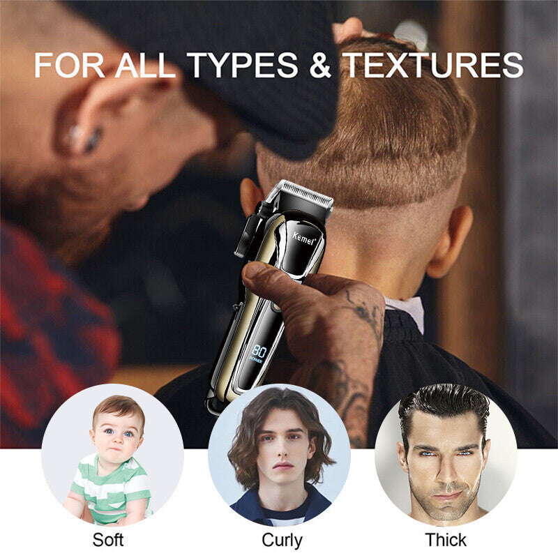 Men's Electric Hair Trimmer Razor Cordless Grooming Kit with LED Display