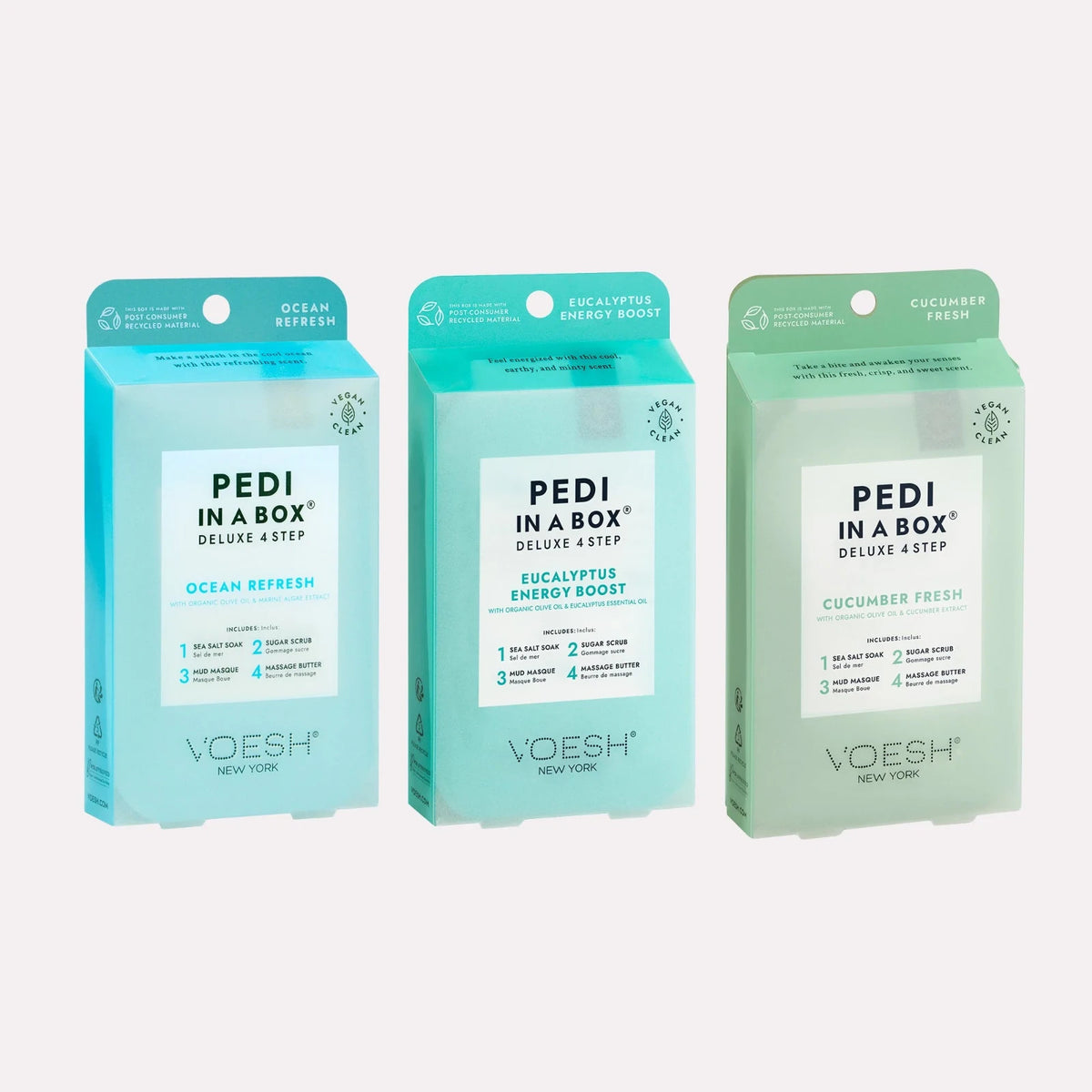 At-Home Spa Pedicure Kit - Vegan 4-Step Foot Care Set with Salt, Scrub, Mud Mask & Moisturizer