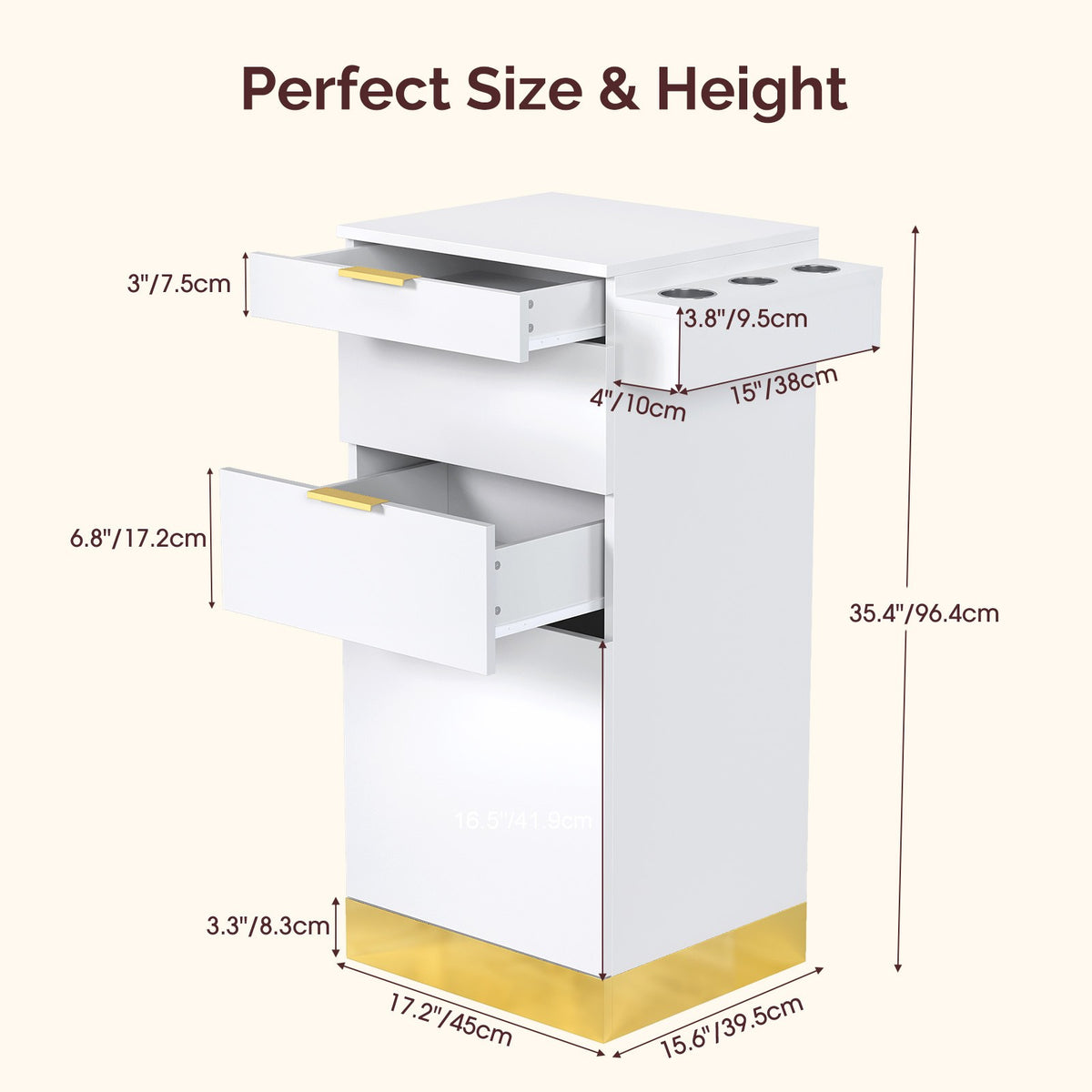 Hair Stylist Cabinet with 3 Heat-Resistant Dryer Holders and Storage