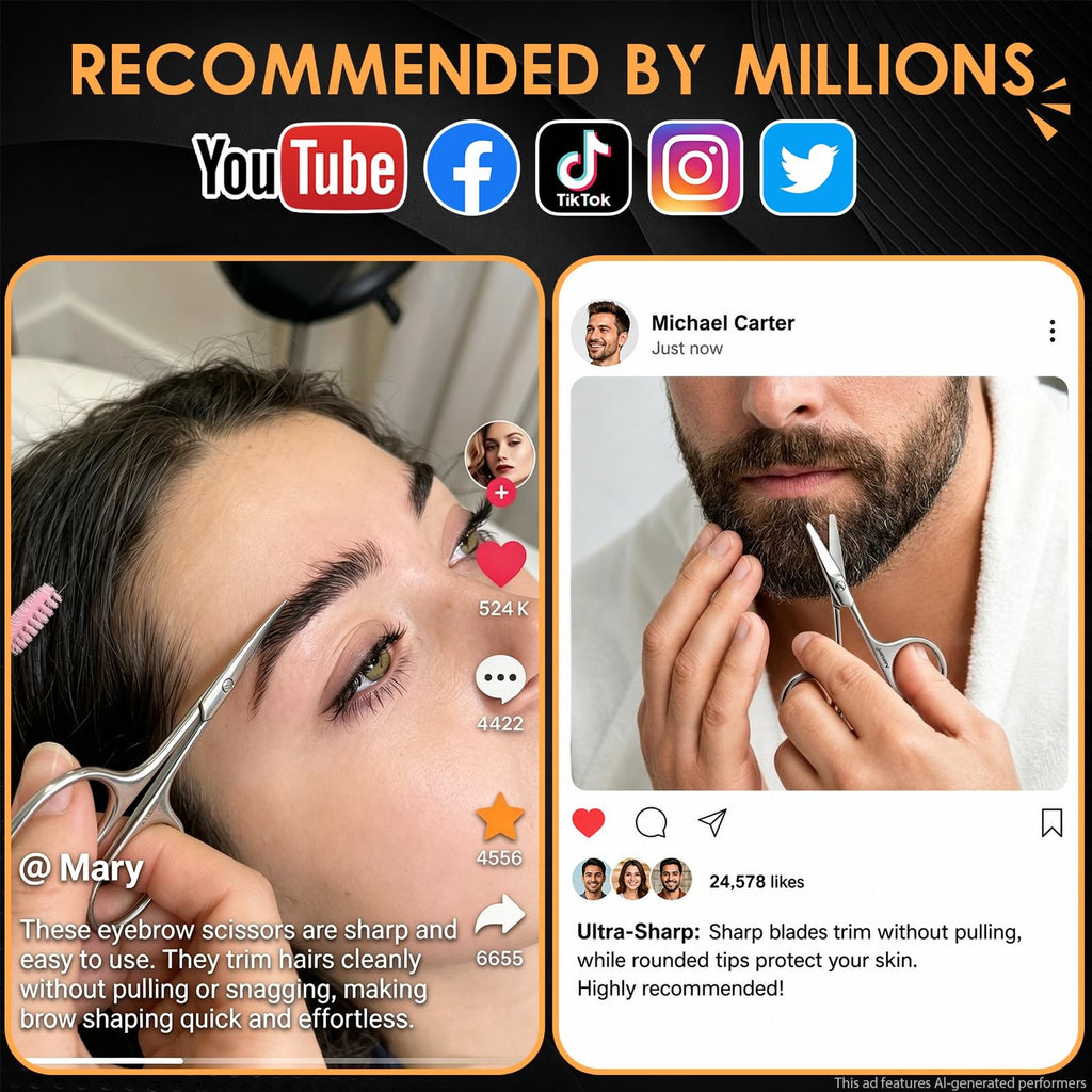 Multi-Purpose Grooming Scissors for Nose Eyebrow Beard Nails Silver