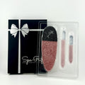 Glass Nail File Set - 3-Piece Manicure Pedicure Tools with Rose Shimmer