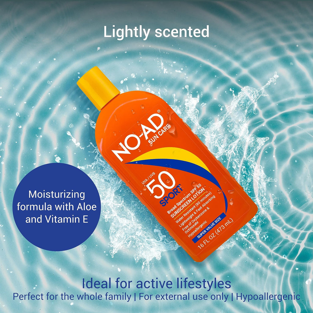 SPF 50 Sport Sunscreen Lotion - Water-Resistant, Broad Spectrum, Hypoallergenic, 16oz
