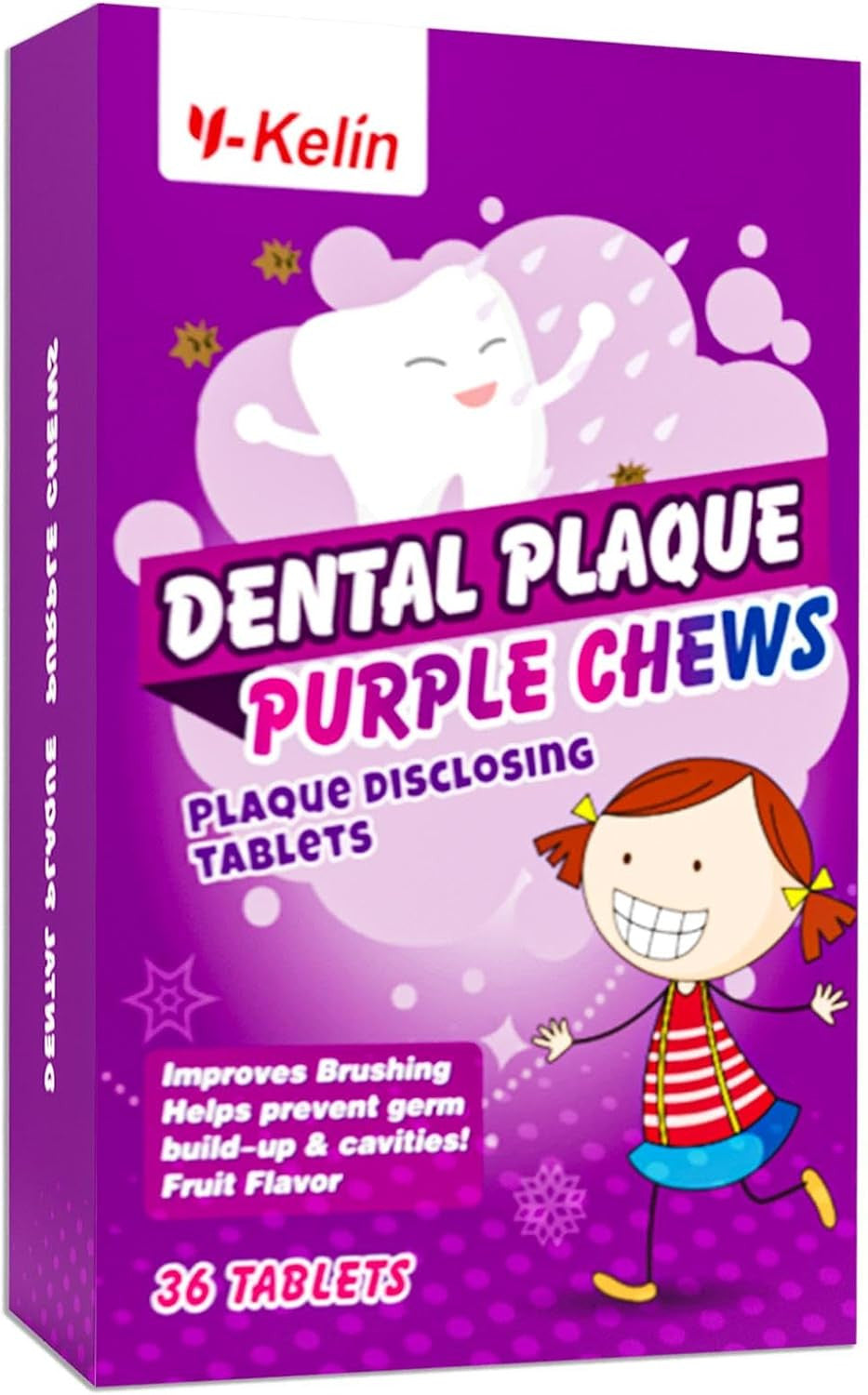 Dental Plaque Disclosing Tablets 36 Count - Color Revealing for Kids & Adults