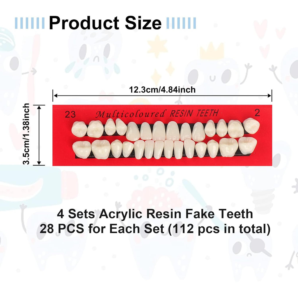 Fake Teeth Set 112pcs Acrylic Resin Dental Teeth for DIY Crafts Halloween