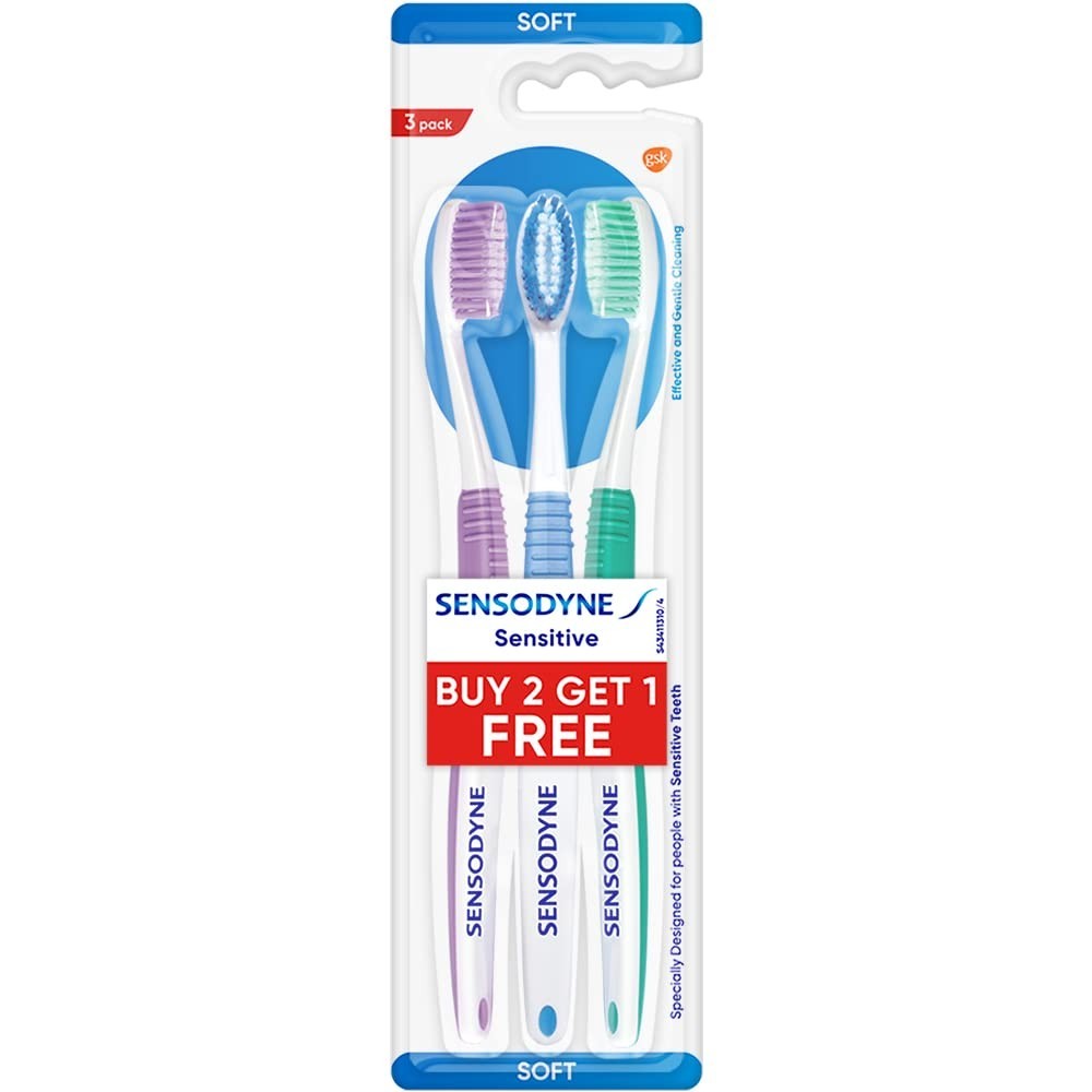 Eco-Friendly Sensitive Toothbrush Set - 3 Pack Gentle Oral Care for Adults