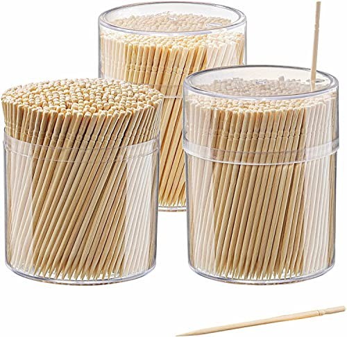 Bulk Bamboo Toothpicks 1500 Count with Dispenser - Food & Crafts Use