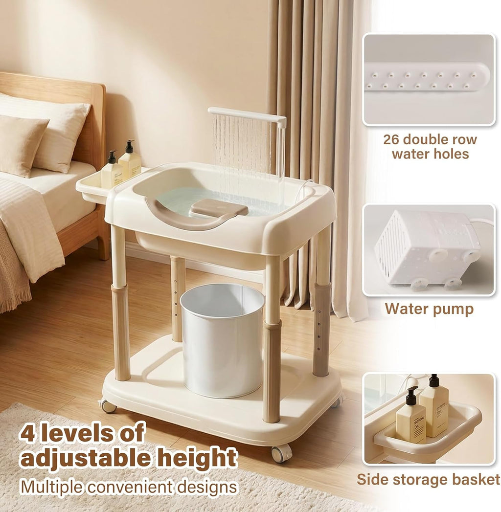 Portable Hair Washing Basin with Quiet Wheels for Home & Salon Use