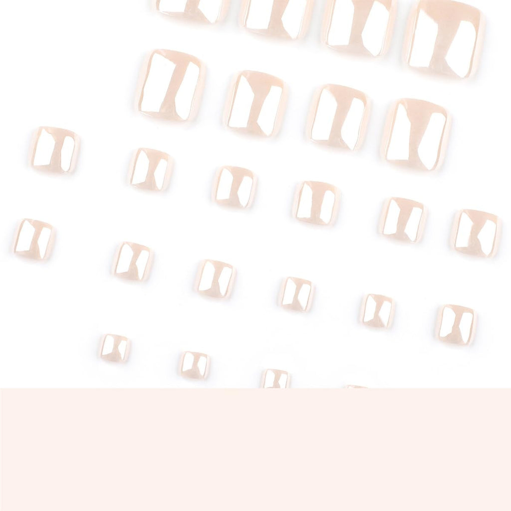 Short Square Press On Toenails - Fake Nail Tips for Manicure & Wedding