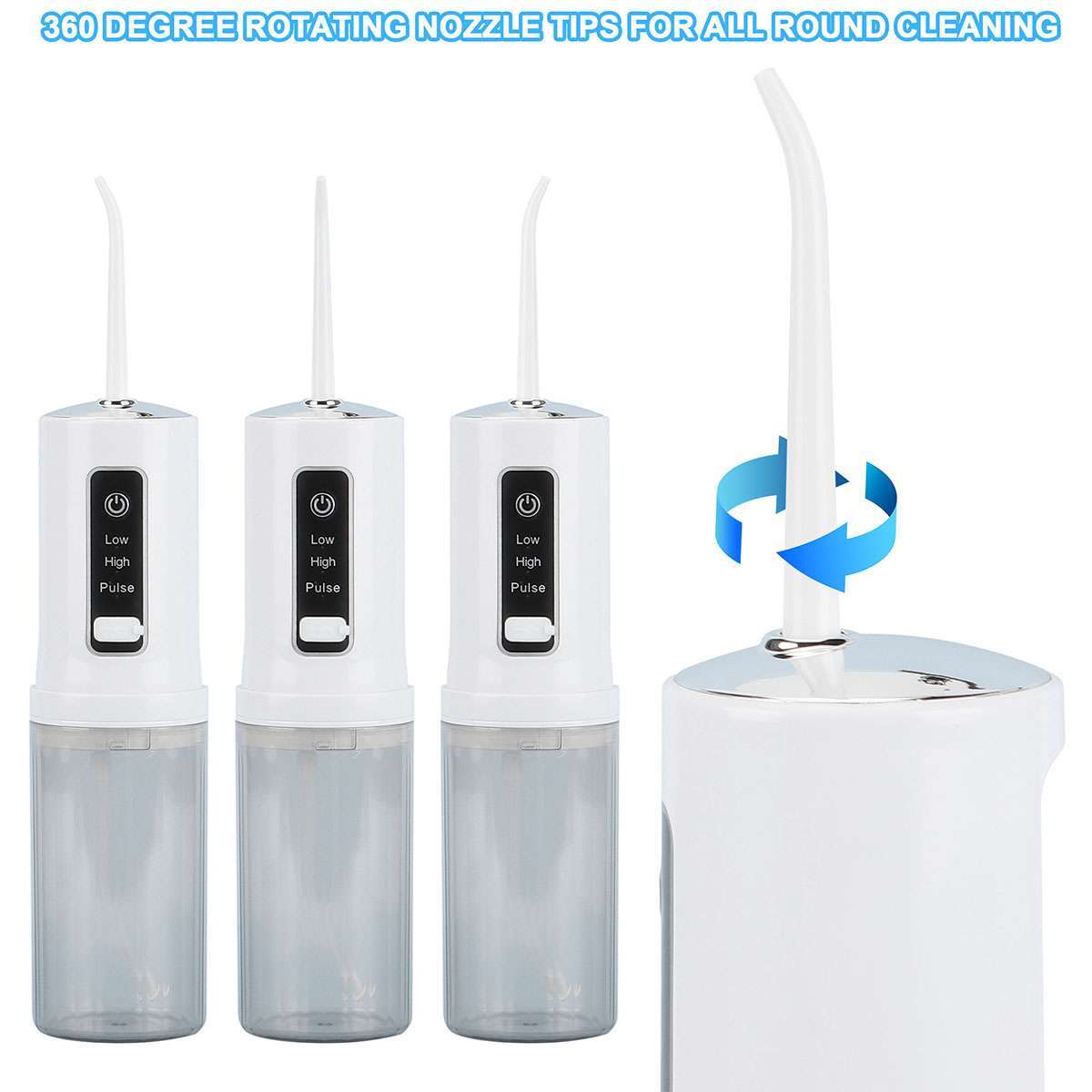 Cordless Water Flosser Oral Irrigator Teeth Cleaner with Tongue Scraper