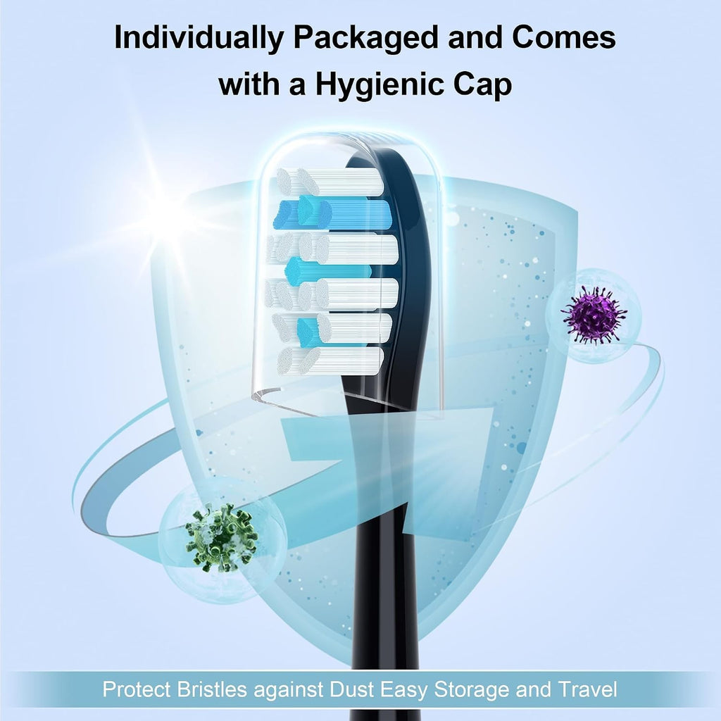 Replacement Sonic Toothbrush Heads 10 Pack for AquaSonic Black Series