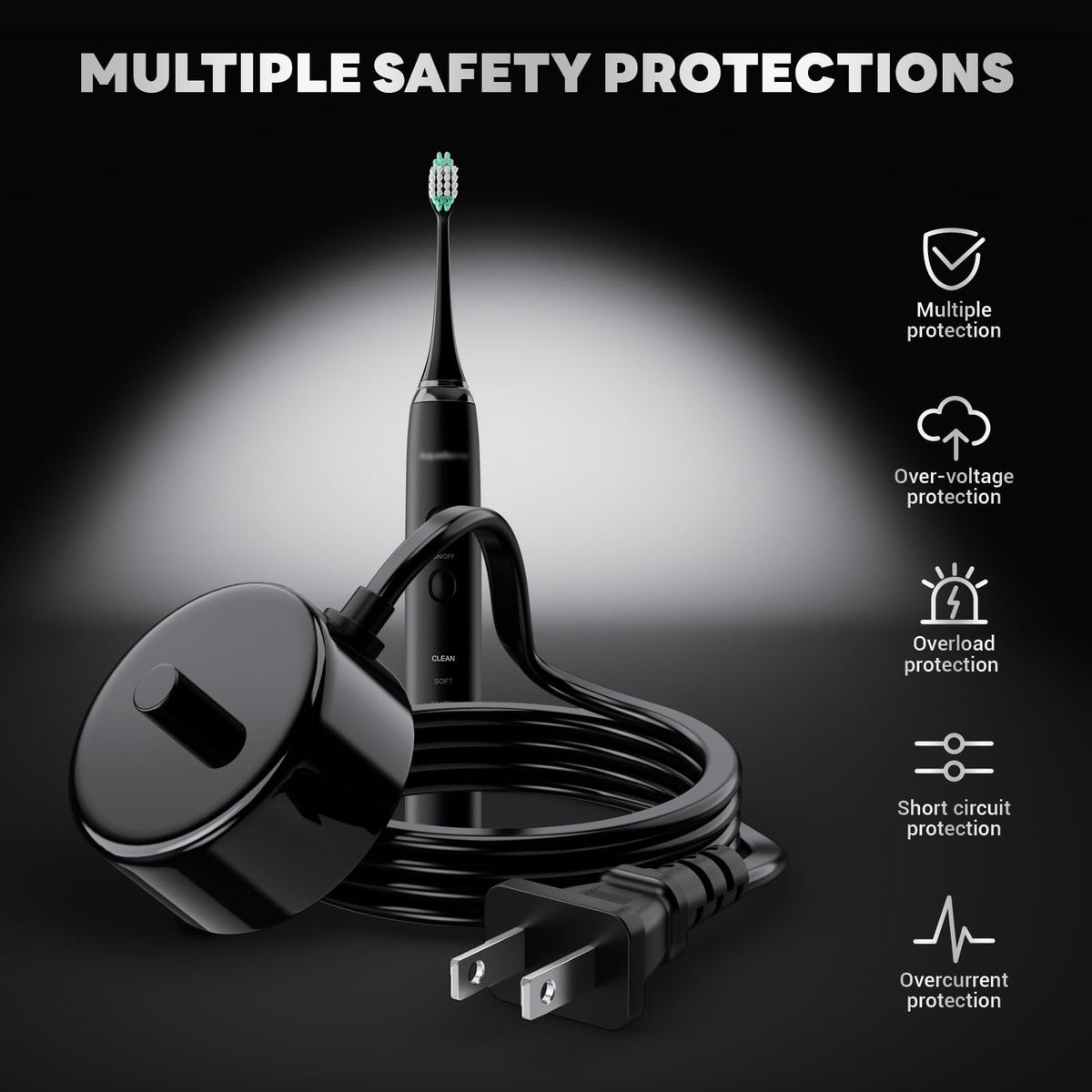 Electric Toothbrush Charger Base Waterproof Compatible with AquaSonic Black & Vibe Series