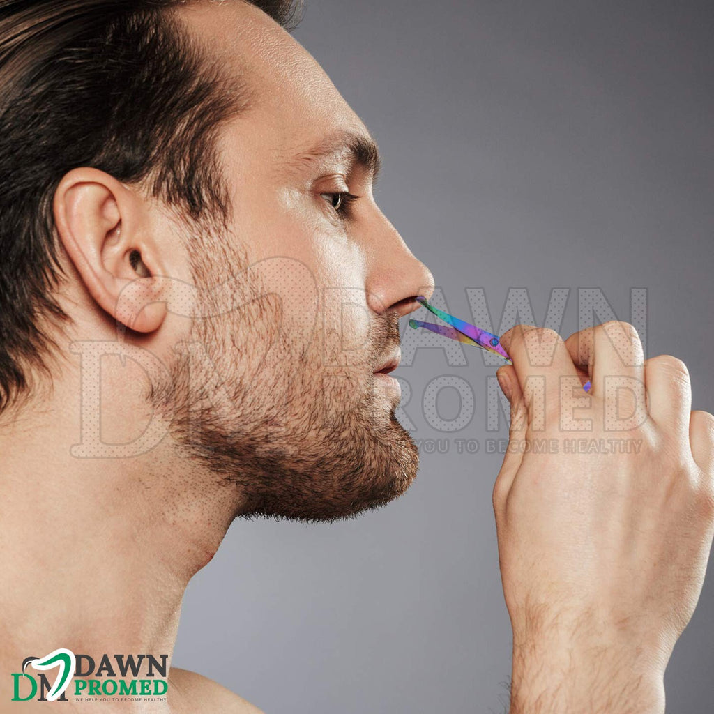 Rainbow Curved Nose & Ear Hair Scissors - 3.5 Inch Safety Grooming Shears