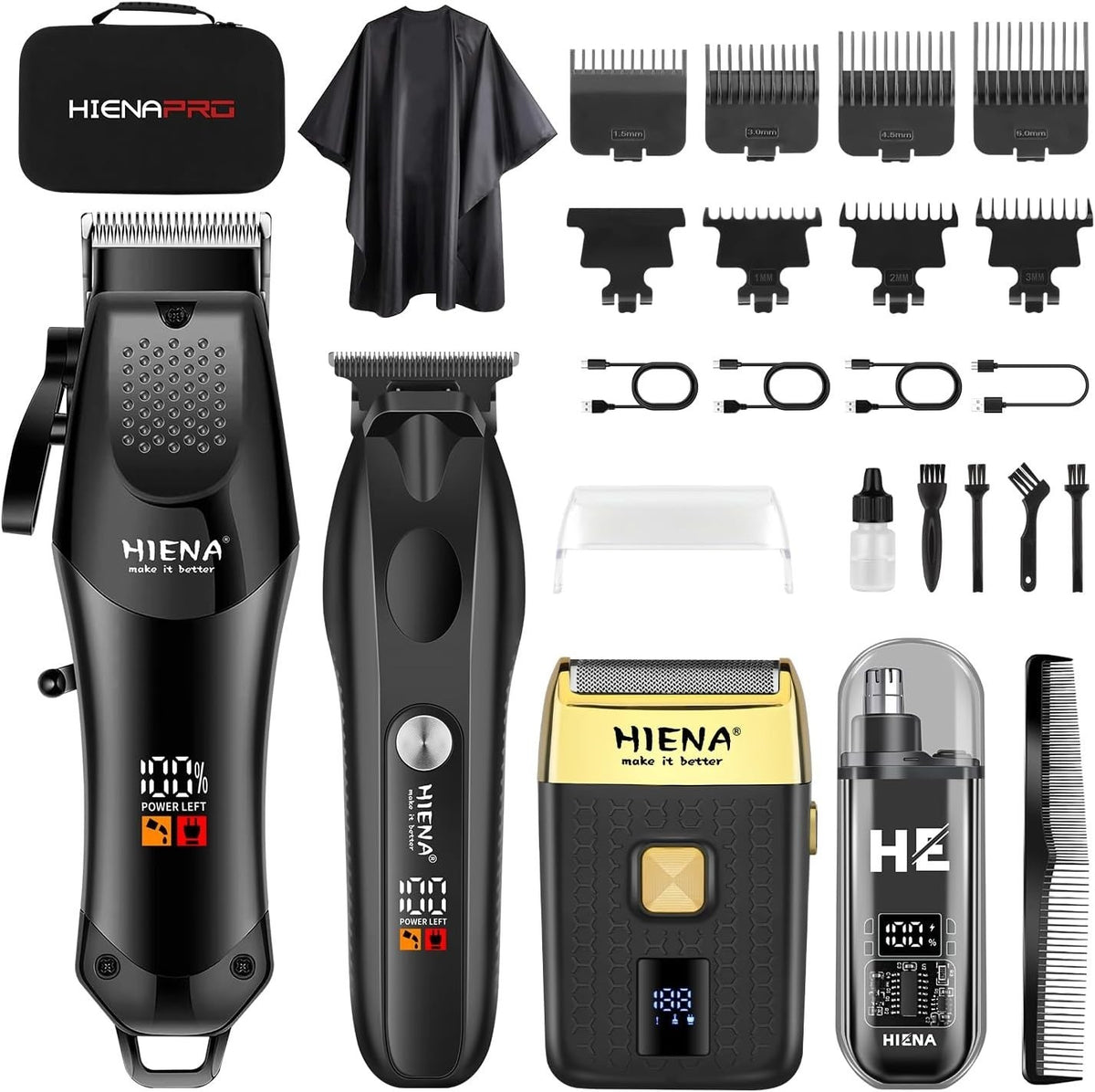 Professional Hair Clippers & Trimmer Set for Men - Adjustable Blades, Quiet Motor