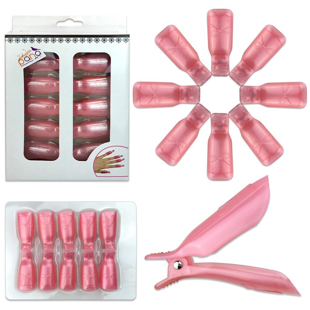 Reusable Acrylic Nail Polish Remover Clips - Pink, 10 Pieces