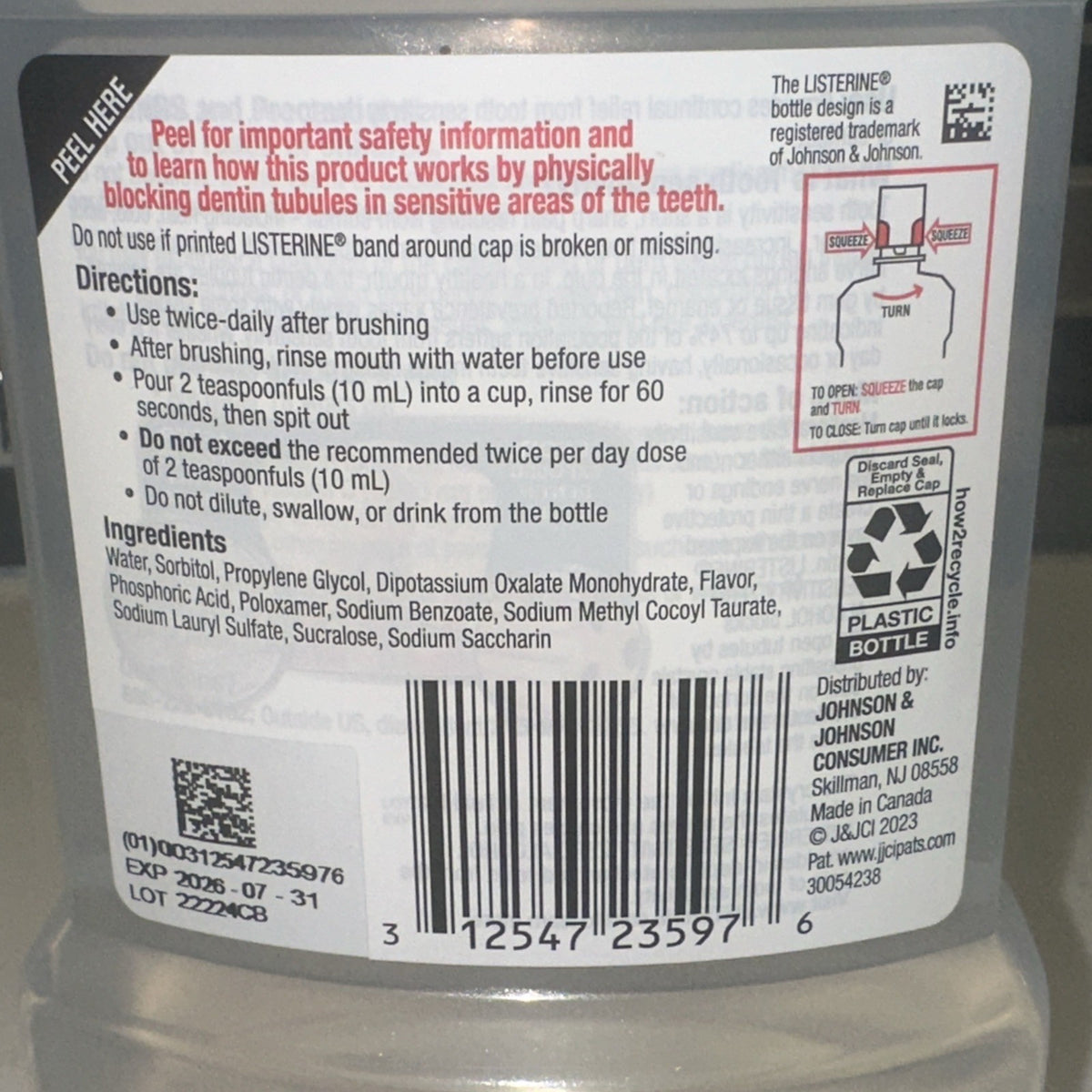 Listerine Mouth Rinse Sensitivity Zero Alcohol 24 Hour Relief Fresh Mint 6 Pack