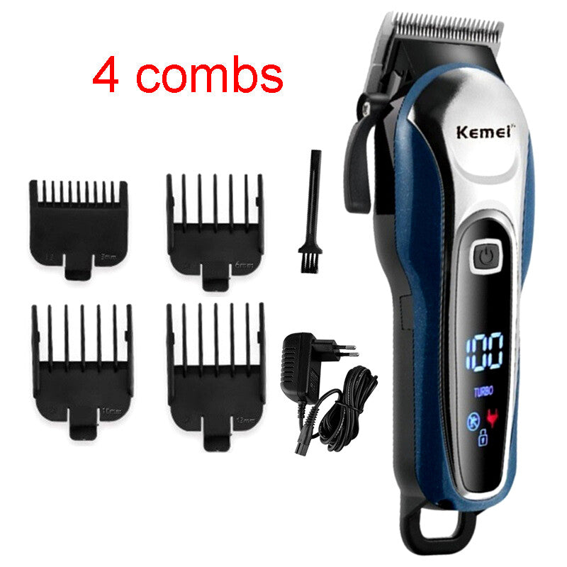 Men's Cordless Hair Clipper Kit with LED Display and Multiple Attachments