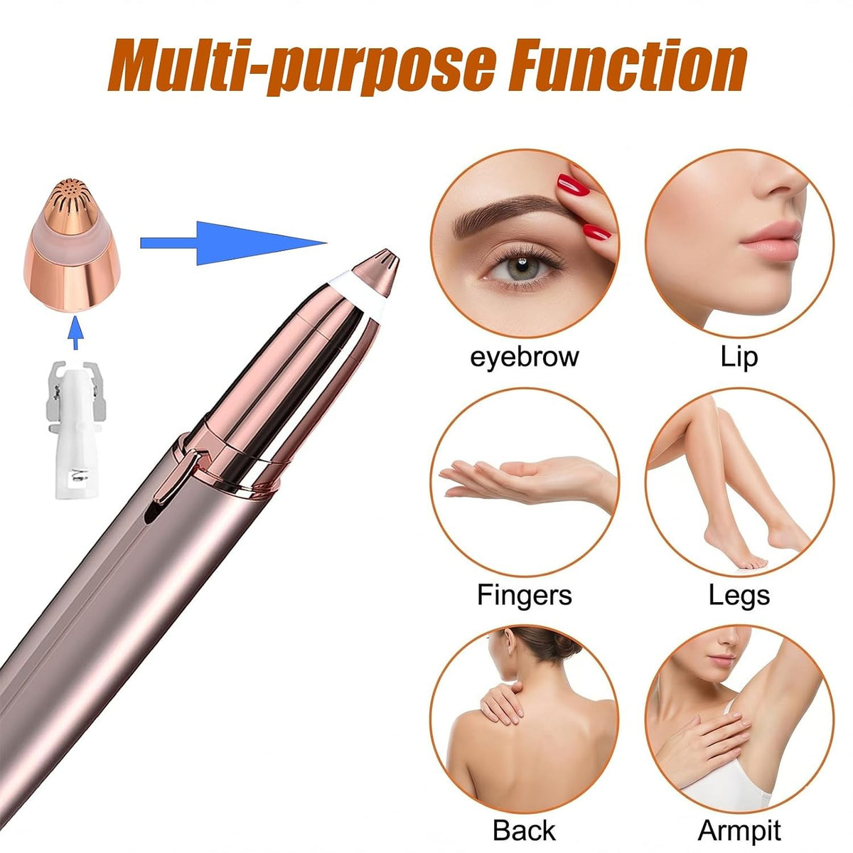 4pcs Eyebrow Trimmer Replacement Heads - Hypoallergenic Gold-Plated, Easy to Install