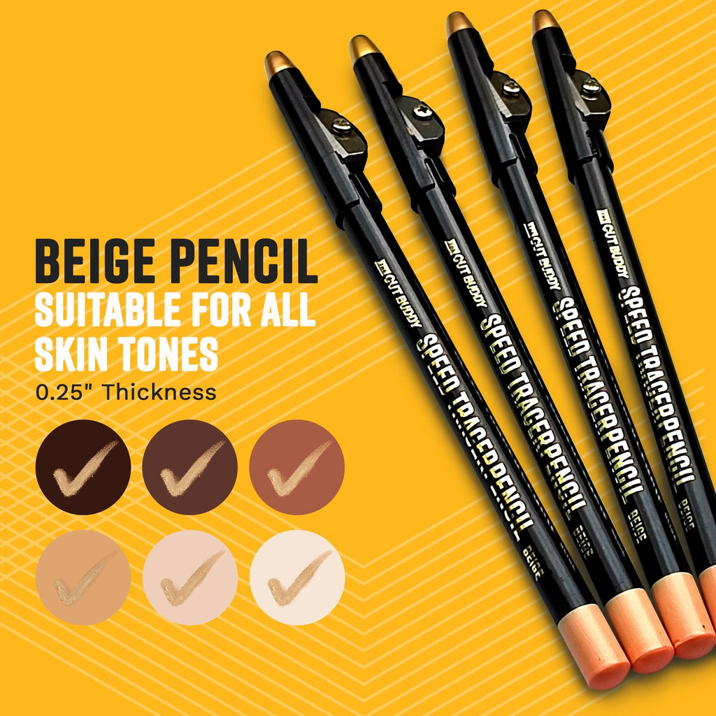 Beige Barber Pencils with Sharpener for Hairline & Beard Tracing - 4 Pack