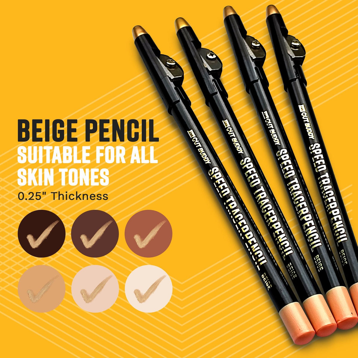 Beige Barber Pencils with Sharpener for Hairline & Beard Tracing - 4 Pack