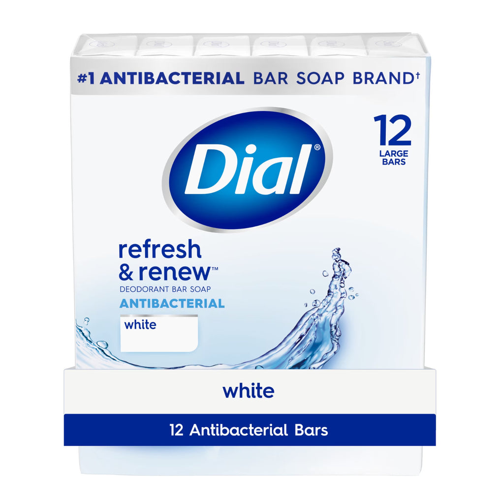 Antibacterial Bar Soap - Refresh & Renew White Deodorant 4 oz 12 Bars