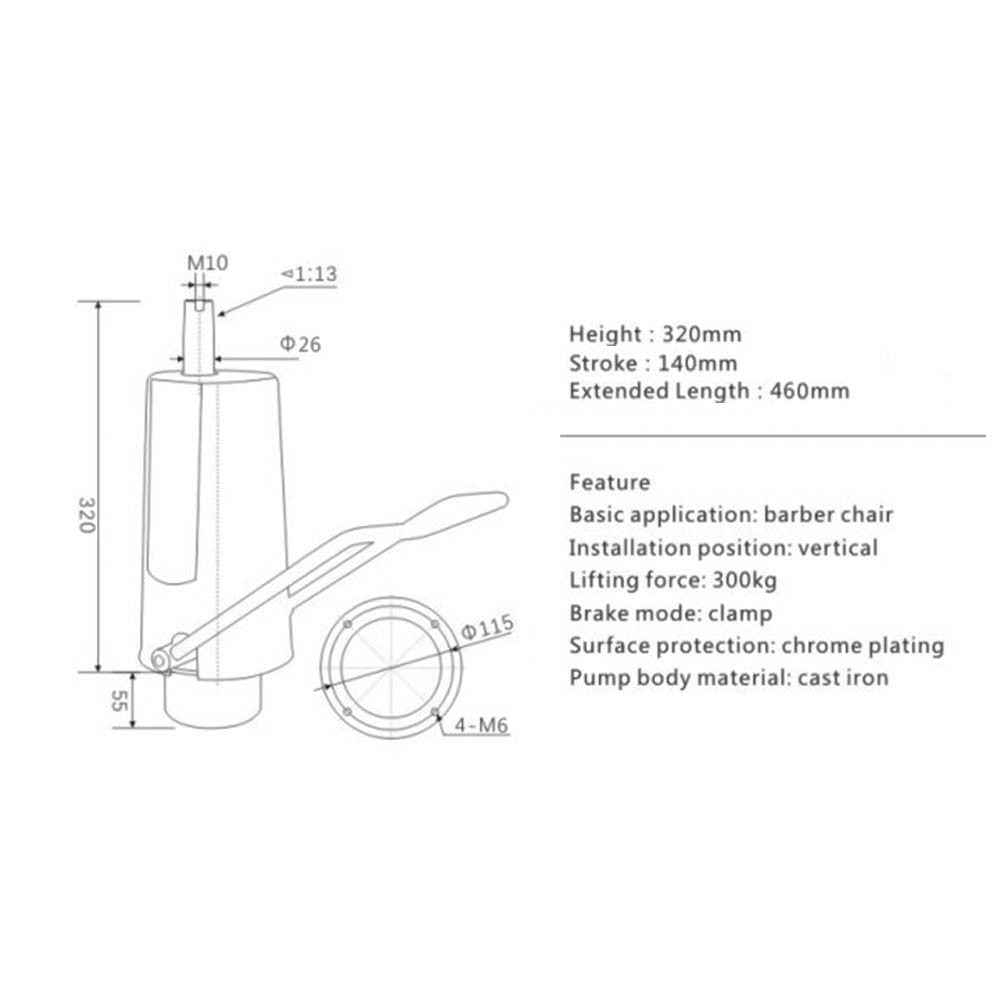 Heavy Duty Hydraulic Pump for Barber Chairs with 23-Inch Base