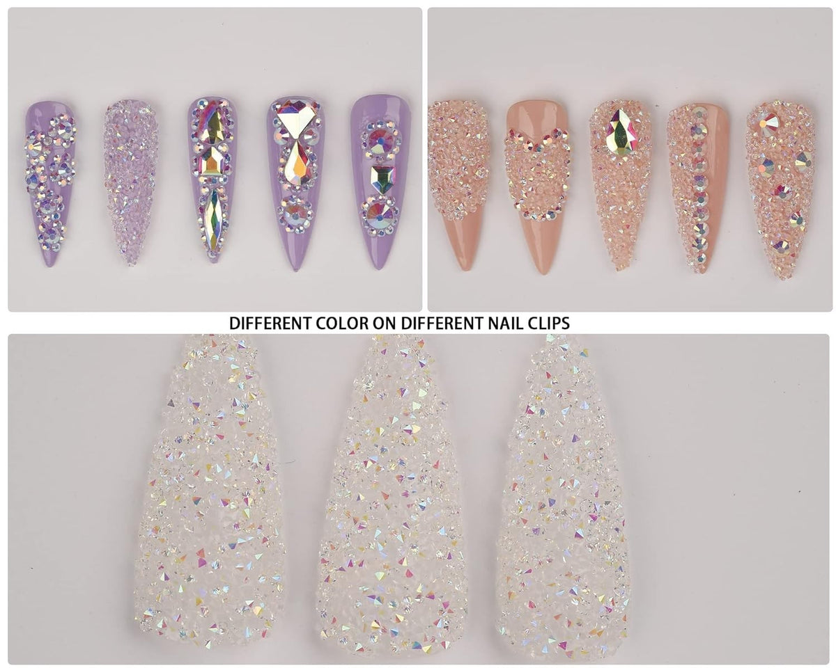 Mini Nail Rhinestones Set 8000Pcs 1.2mm Iridescent AB Crystal Gems for Nails