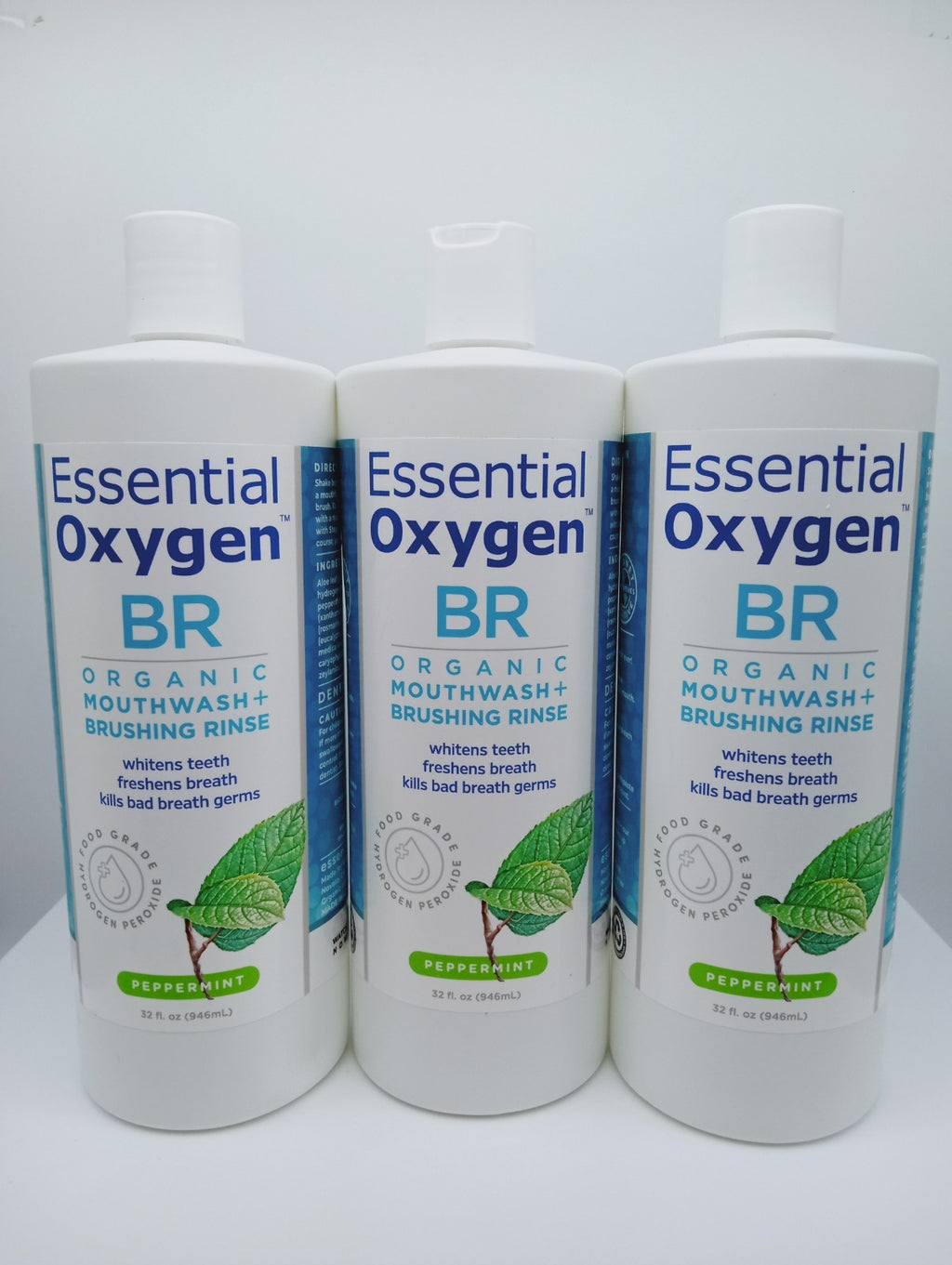 Organic Peppermint Mouthwash 3-Pack - 32 Oz Brushing Rinse for Fresh Breath