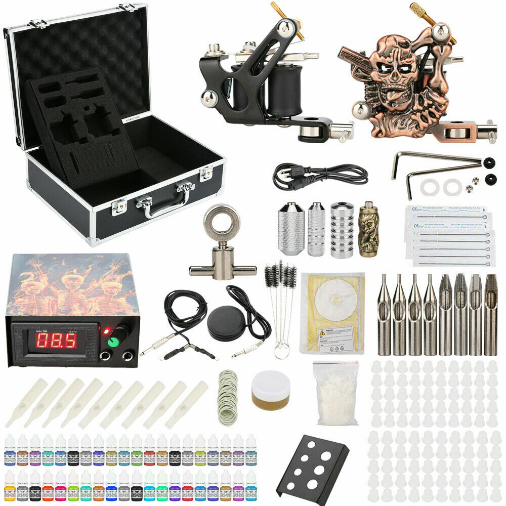Tattoo Kit Starter Complete Set with 2 Machines, Case & Accessories