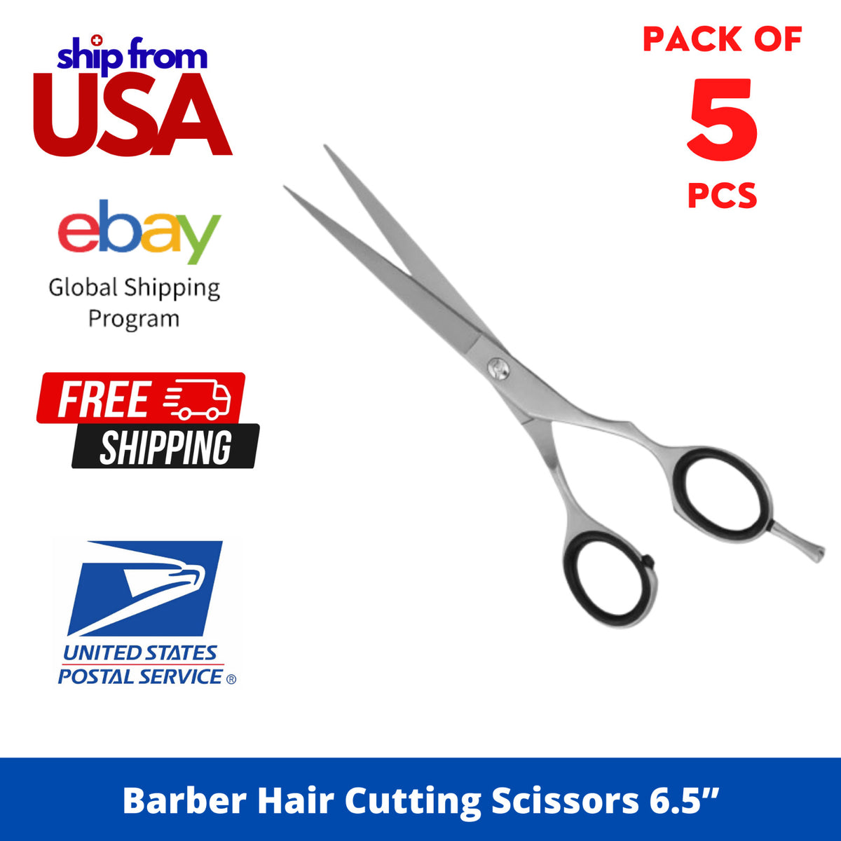 6.5-Inch Professional Hair Cutting Shears - Convex Edge Barber Scissors